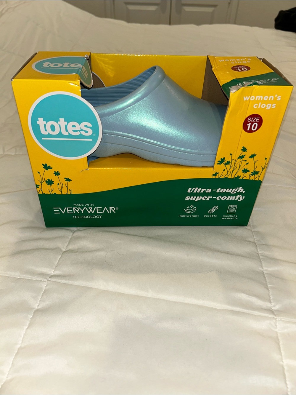 totes Women's Clogs Light Blue Metallic Size 10